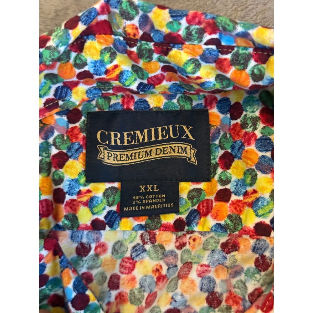 Cremieux Mens XXL Multi Color Polka Dot Short Sleeve Button‎ Down Shirt Stretch - Picture 6 of 7